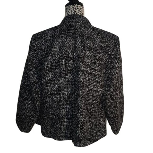 HALOGEN Vintage Black Tweed Double-Breasted Womens Jacket Button Closure Pocket - Picture 5 of 9